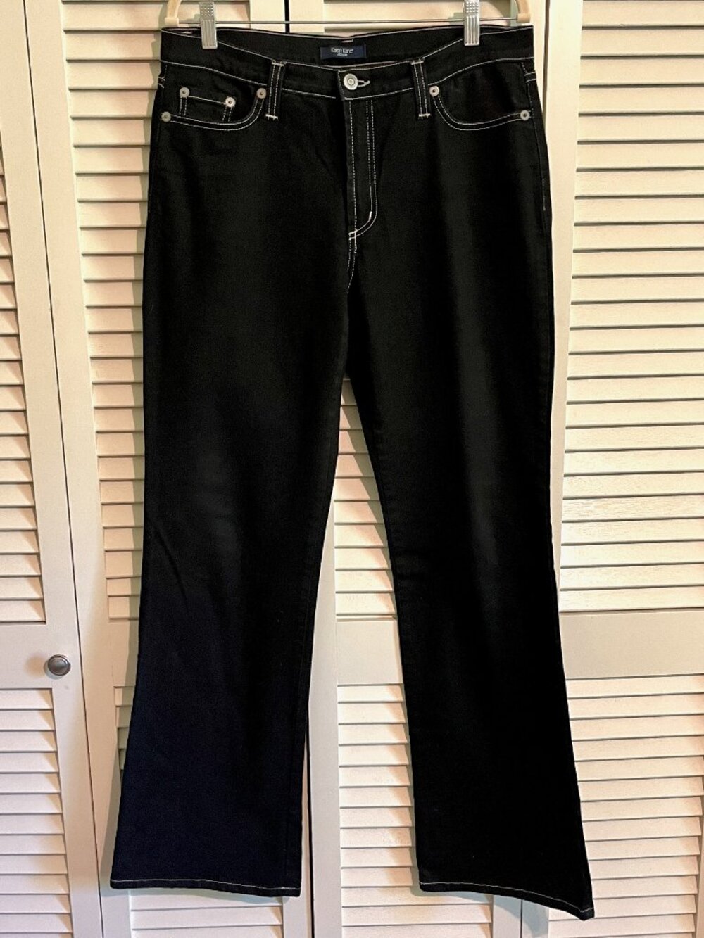 Karen Kane Denim Black Jeans * Size 12 * White Stitching * Boot Cut * Excel Cond